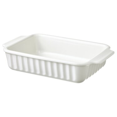 Oven Dish Ribbed Design Off-White 30X20cm