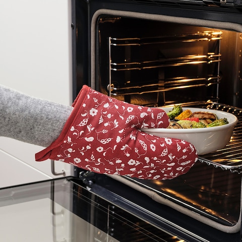 Oven Glove Patterned/Red