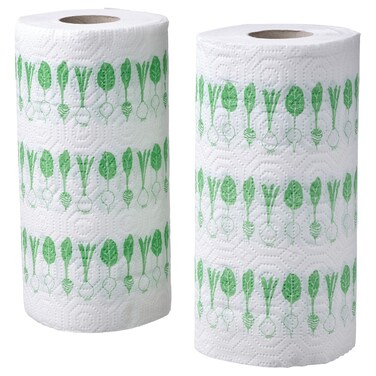 Kitchen Roll Patterned Bright Green/White