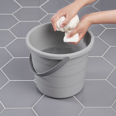 3-Piece Bucket Set With Lid Grey/Blue