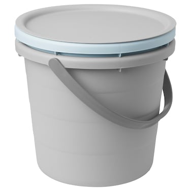 3-Piece Bucket Set With Lid Grey/Blue