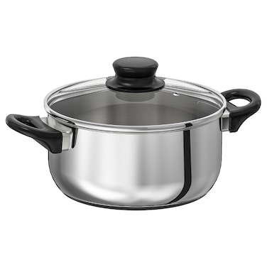 Pot With Lid Glass/Stainless Steel 2.8 L