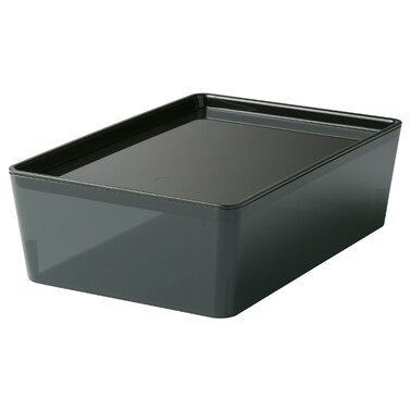 Box With Lid Transparent Black 18X26X8cm