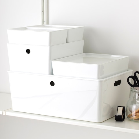 Box With Lid White 26X35X15cm