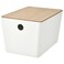 Box With Lid White/Bamboo 18X26X15cm
