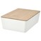 Box With Lid White/Bamboo 18X26X8cm