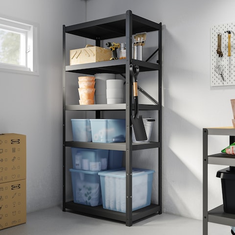 Storage Box With Lid Transparent Grey-Blue 36X50X35cm/44.5 L