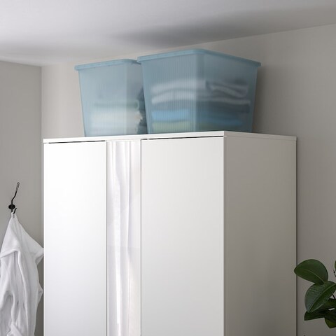 Storage Box With Lid Transparent Grey-Blue 36X50X35cm/44.5 L