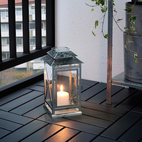 Lantern F Block Candle In/Outdoor Galvanised 29cm