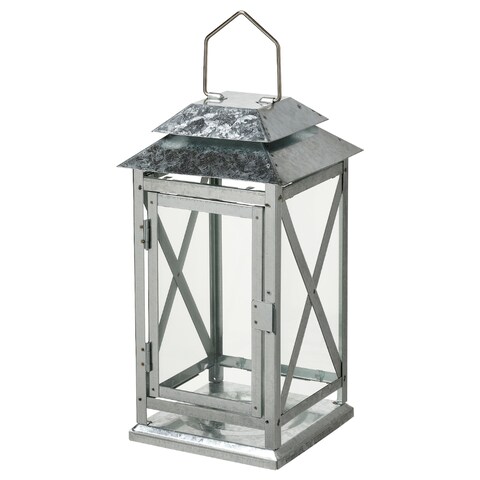 Lantern F Block Candle In/Outdoor Galvanised 29cm
