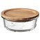 Food Container With Lid Round Glass/Bamboo 400ml
