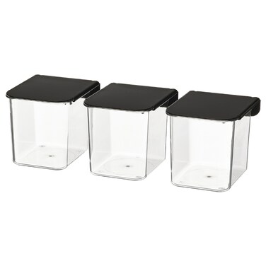 Container With Lid Transparent/Black