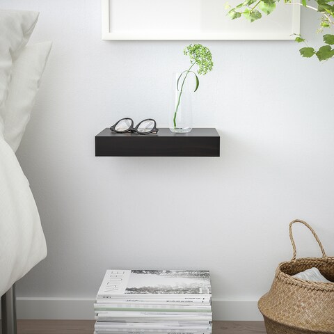 Wall Shelf Black-Brown 30X26cm