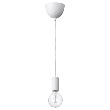 Pendant Lamp With Light Bulb White/Globeclear