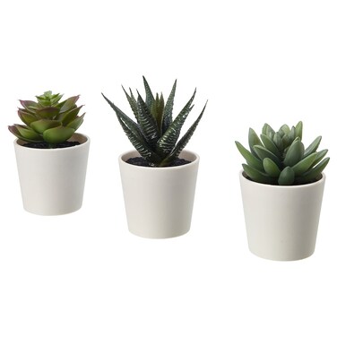 Artificial Potted Plant With Pot In/Outdoor Succulent 6cm 3 Pack