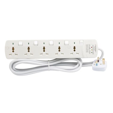 Extension 5G/3M Universal Socket W/Surge Protection &amp; Indicators TPB 5ASP DCL &amp; ESMA Approved Terminator