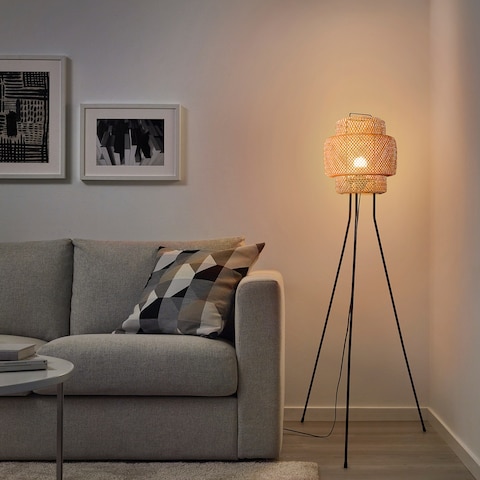 Floor Lamp From Recycled Bottles &amp; Its Solid Wood Base
