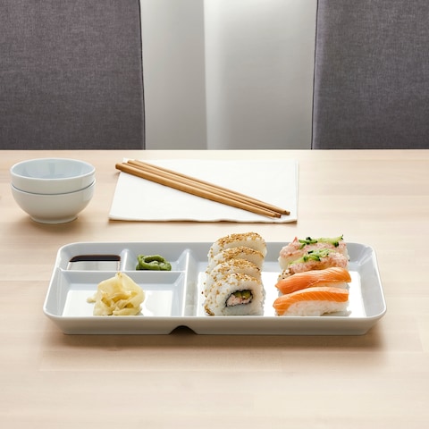 Plate With Compartments White 31X19cm
