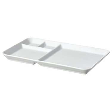 Plate With Compartments White 31X19cm
