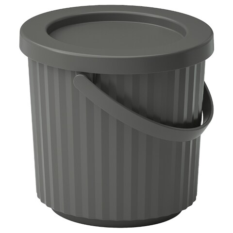 Bin With Lid Dark Grey 8 L