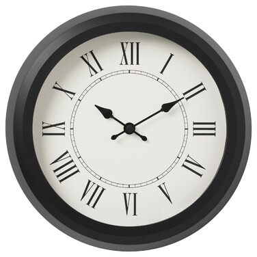 Wallclock No Disturbing Ticking Sounds Black 25cm