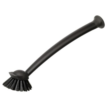 Dish-Washing Brush Scraper Edge Makes It Easier To Remove Stubborn