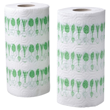 Kitchen Roll Patterned Bright Green/White