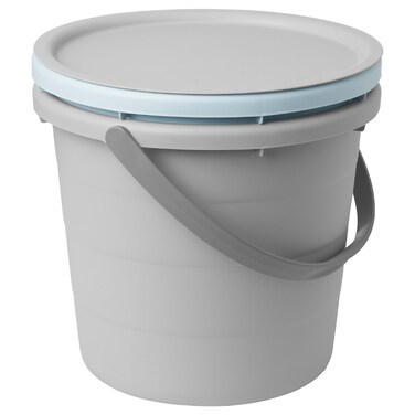 3-Piece Bucket Set With Lid Grey/Blue