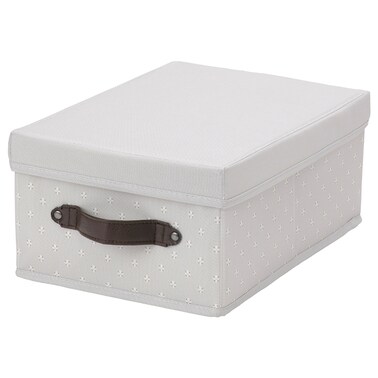 Box With Lid Grey/Patterned 25X35X15cm