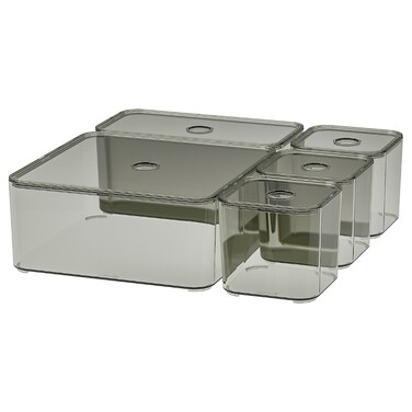 Box With Lid Set Of 5 Grey