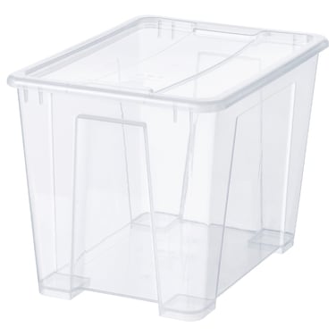 Box With Lid Transparent 39X28X28cm/22 L