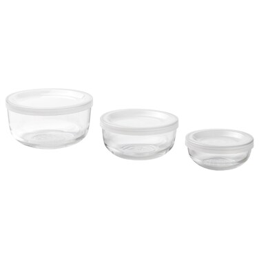 Food Container With Lid Set Of 3 Glass
