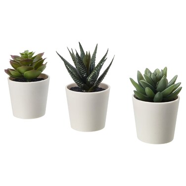 Artificial Potted Plant With Pot In/Outdoor Succulent 6cm 3 Pack