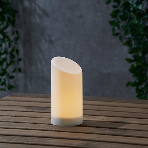 Led Block Candle White/In/Outdoor 16cm
