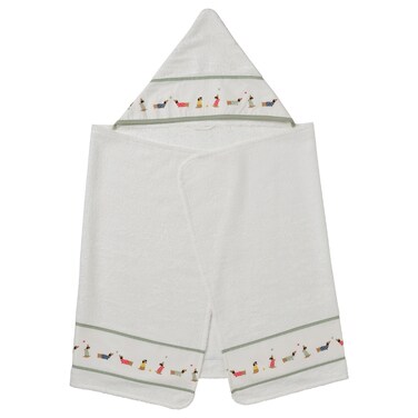 Baby Towel With Hood Puppy Pattern/White 60X125cm