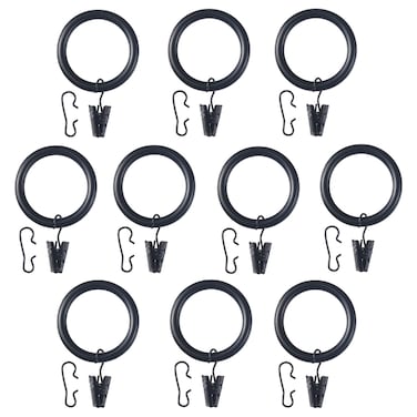 Curtain Ring Withclip And Hook Black 38mm
