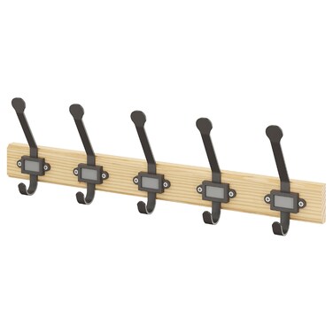 Rack With 5 Hooks Pine/Grey