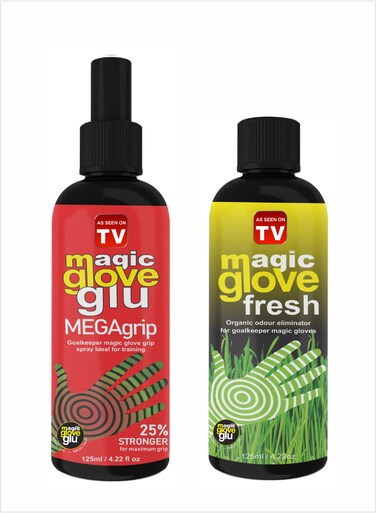 Magic Gloveglu Ultimate Glove Care Kit Glove Glue Mega Grip &amp; Freshner Combo 2x125ml