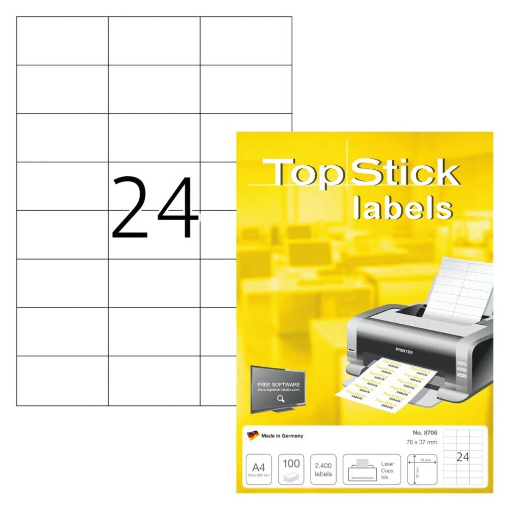 Buy TopStick labels 24 labels/sheet, sharp corners, 70 x 37 mm ...