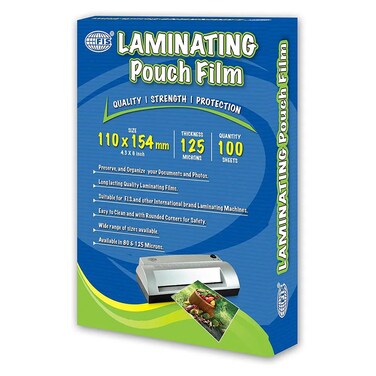 FIS Laminating Films 100 Sheets, 110 x 154 mm Size, 125 Microns - FSLM110X154N
