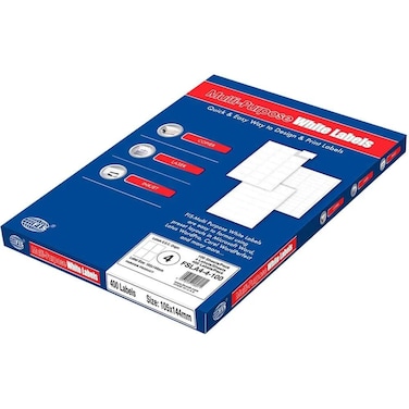 FIS Multipurpose Laser Labels, Colour White, Size 48.5X25.4mm (44 Stickers x 100 Sheet) A4 Size, E.U. Origin Material - FSLA44-100