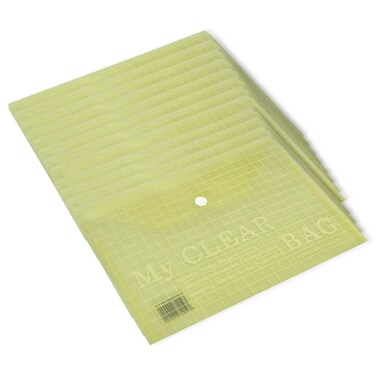Pack of 12 Pieces My Clear Button Bag Green