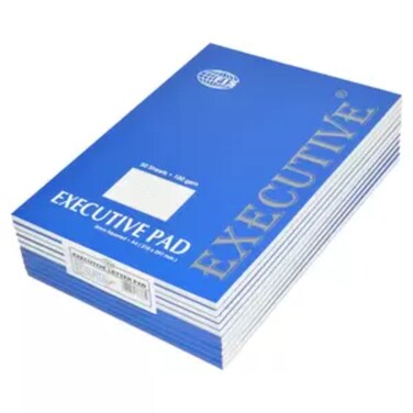 10-Piece FIS Executive Writing Pad, 5 mm Square, 100 gsm, A4 Size (50 Sheets x 10 Pcs) - FSPDEXA45MM
