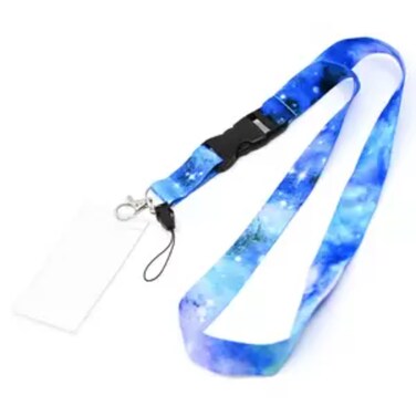 FIS Bag of 1 Fancy Lanyard With Metal Hook Width:2.5CM, Length:90CM  with Transperent Name Badge 62x102 MM Light Blue Color -FSNAF5-1