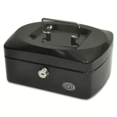 FIS Cash Box Steel Black Color With key lock, 205 x 160 x 90 mm, 8 Inch Lock Size - FSCPTS0130BK