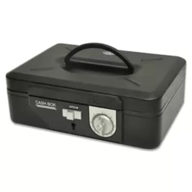 FIS Cash Box Steel Black Color With Number/Key lock, 250 x 180 x 85 mm, 10 Inch Lock Size - FSCPTS1026CBK