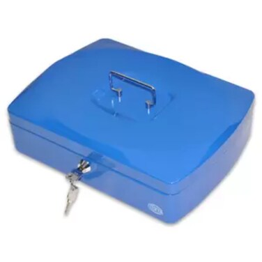 FIS Cash Box Steel Blue Color With key lock, 330 x 235 x 90 mm, 12 Inch Lock Size - FSCPTS0110BL