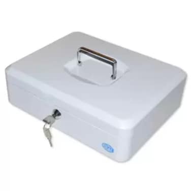 FIS Cash Box with Key 12 Inch, Matt Finish White Color - FSCPTS0019WT