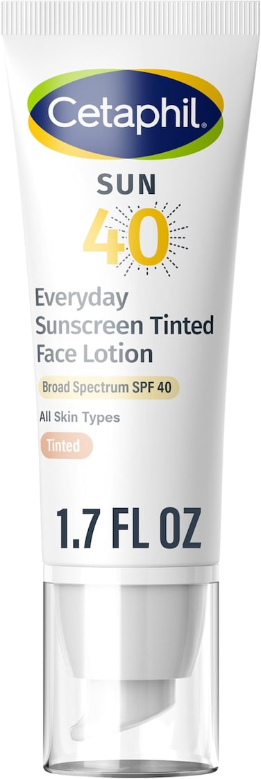 CETAPHIL Everyday Sunscreen Tinted Lotion for Face, 1.7 fl oz, 100% UVA/UVB Mineral Sunscreen: Titanium Dioxide &amp; Zinc Oxide, SPF 40, For Sensitive Skin