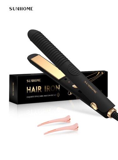 Professional Mini Hair Straightener Small Flat Irons For Short Hair Curls Bangs Travel Flat Iron Black/Gold